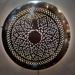 Brass Moroccan Wall Sconce Light Antique Floral Design - thumbnail 4