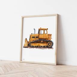 Yellow Bulldozer Nursery Print Construction Theme Wall Art - thumbnail 3