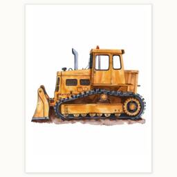 Yellow Bulldozer Nursery Print Construction Theme Wall Art - thumbnail 1