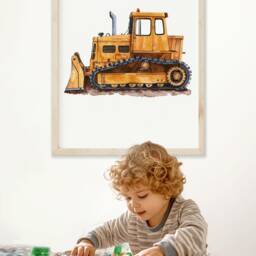 Yellow Bulldozer Nursery Print Construction Theme Wall Art - thumbnail 4