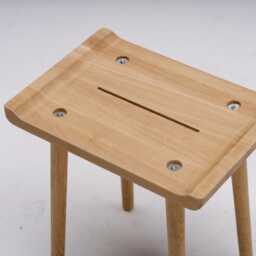 Handmade Oak Stool, Minimalist Scandinavian Decor - thumbnail 4
