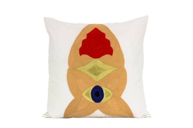 Ponto Embroidered Pillow-Persimmon