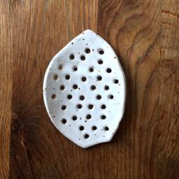 Handmade White Clay Soap Dish With Drain Farmhouse Stoneware Bowl - thumbnail 1