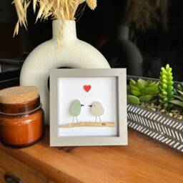 Couples Love Birds Personalised Sea Glass Art. Couples Gift, Anniversary/ Engagement Present/ Valentines Gift For Them - thumbnail 3