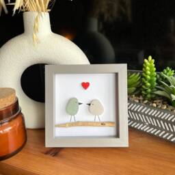 Couples Love Birds Personalised Sea Glass Art. Couples Gift, Anniversary/ Engagement Present/ Valentines Gift For Them - thumbnail 2