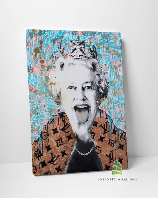 Blue Queen Lizzy Graffiti Canvas Art Wall Framed Print Picture Decor -D127 - image 1