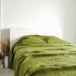 Natural Stonewashed Linen Bedspread - Soft Breathable Coverlet For Bed Organic Slip Cover Slipcover Top Sheet - thumbnail 2