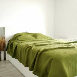 Natural Stonewashed Linen Bedspread - Soft Breathable Coverlet For Bed Organic Slip Cover Slipcover Top Sheet - thumbnail 3