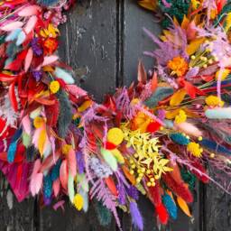 Dried Flower Wreath, Made With Bold & Bright Colours. Christmas, Autumn Or Spring Wreath From Florence Flowers. Handmade - thumbnail 2