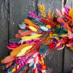 Dried Flower Wreath, Made With Bold & Bright Colours. Christmas, Autumn Or Spring Wreath From Florence Flowers. Handmade - thumbnail 3