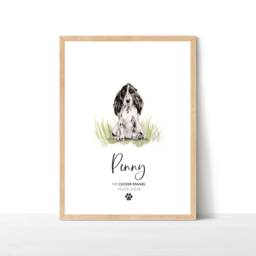 Personalised Cocker Spaniel Print, Pet Portrait, Dog Print Wall Decor, Lover Gift, Decor - thumbnail 1