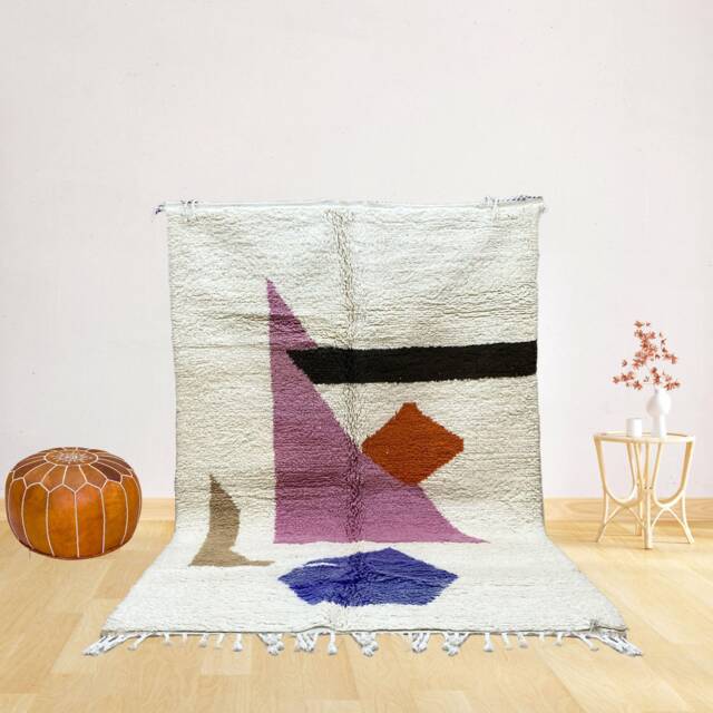 Handwoven Beni Ourain Rug Moroccan Wool Carpet With Geometric Design - image 1