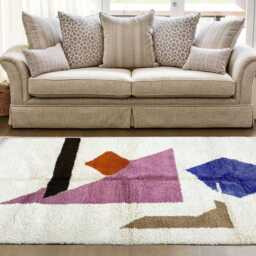 Handwoven Beni Ourain Rug Moroccan Wool Carpet With Geometric Design - thumbnail 4
