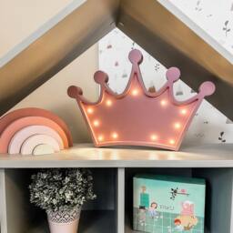 Handmade Wooden Crown Night Light, Nursery Decor, Led Bedside Lamp - thumbnail 3