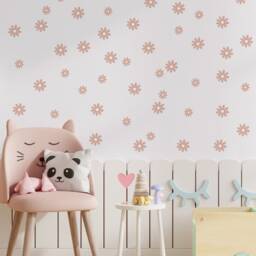 Small Daisy Wall Decal For Kids Room - Cute White Flowers Stickers Nursery Little Floral Set Decals - thumbnail 2