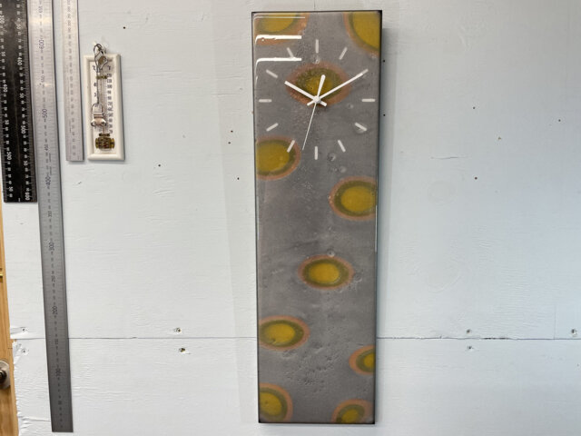 Narrow Silver & Gold Abstract Resin Wall Clock, Long Modern Unusual Home Decor, Luxury Clocks - image 1