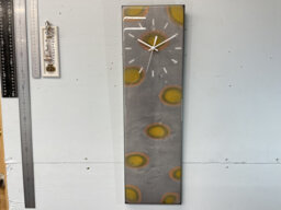 Narrow Silver & Gold Abstract Resin Wall Clock, Long Modern Unusual Home Decor, Luxury Clocks