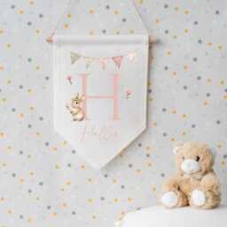 Personalised Linen Flag - Custom Kids Bedroom Wall Decor Birthday Gift For Boy Girl New Baby Nursery Parents - thumbnail 2