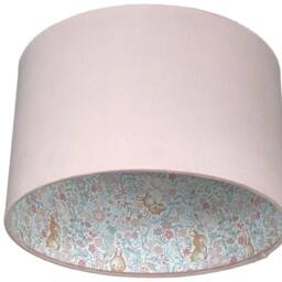 Pink Velvet Bunny Lampshade For Ceiling & Table Lamps, Rabbit Floral Drum Light Shade - thumbnail 3