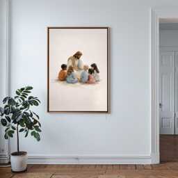 Soft Watercolor Jesus & Children Wall Decor - Christian Kids Room Printable - thumbnail 2