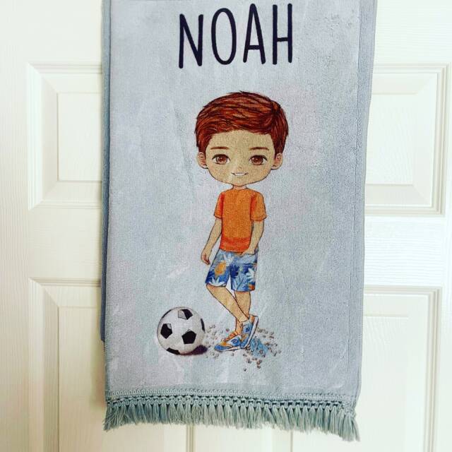 Personalised Beach Towel, Character Towels, Tassels, Holiday, Lads Beach Kids Boys Towel , Gifts For Him, Summe - image 1