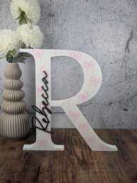Personalised Letter Sign With Name, Custom Initial Bow Design, Girl Room Decor, Nurser, Baby Shower Gift - thumbnail 1