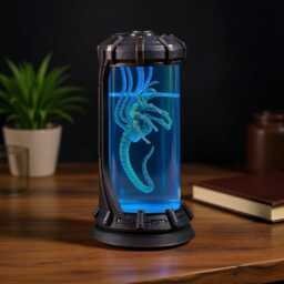 New Alien Facehugger Resin Night Light, Sci-Fi Horror Capsule Lamp, Epoxy Led Specimen Tube, Futuristic Decor, Collector Halloween Gift - thumbnail 3