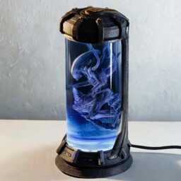 New Alien Facehugger Resin Night Light, Sci-Fi Horror Capsule Lamp, Epoxy Led Specimen Tube, Futuristic Decor, Collector Halloween Gift - thumbnail 4