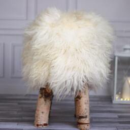 On Sale Sheepskin Stool - Birch Tree Stool Wood Fur Dressing Wooden Scandinavian - thumbnail 2