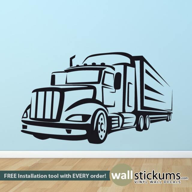 Big Truck Wall Decal - 18 Wheeler Decor Vinyl Sticker- Wd0315 - image 1