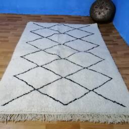 Authentic Beni Ourain Rug Moroccan Wool, Custom Size - 7.20 Ft X 5.10 Ft - thumbnail 2