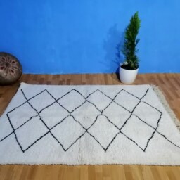 Authentic Beni Ourain Rug Moroccan Wool, Custom Size - 7.20 Ft X 5.10 Ft - thumbnail 3