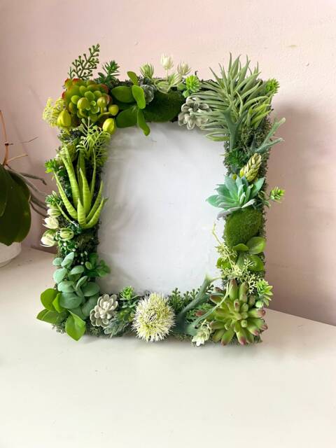 Moss Photo Frame With Succulents Woodland Nursery Decor - image 1