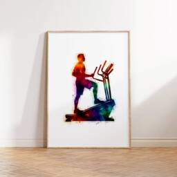 Home Gym Wall Art Print - Set Of 3 Posters - Watercolour Mens Running Poster Fitness Decor Pictures Artwork - thumbnail 3