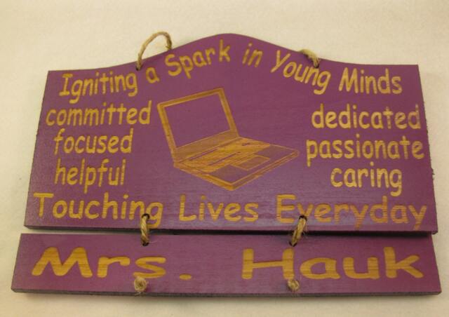 Computer Teacher's Gift Personalized Wooden Teacher Wall Hanging