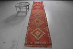 Rugs For Living Room, Vintage Rug, Red Oriental Rugs, Herki 2.4x12.5 Ft Area , Antique Turkish Bohemian Dining Room Rug - thumbnail 1