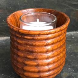 Asian Style Circle Pattern Bamboo Candle Holder 3 - thumbnail 2
