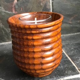 Asian Style Circle Pattern Bamboo Candle Holder 3 - thumbnail 3