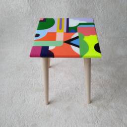 Colorful Abstract Resin Side Table Funky Pop Art Coffee Table - thumbnail 4