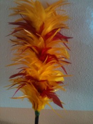 Hawaiian Feather Kahili, Custom Pono Home Decor, Black Bamboo Base