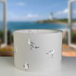 Lampshades in John Lewis Seagull Grey Fabric Handmade Free Delivery - thumbnail 3