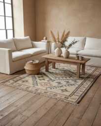 Jute Punja Hand-Woven Rug - Natural & Charcoal Geometric Design - 150 X 240cm - thumbnail 1