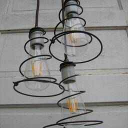Vintage Bed Spring 3 Light Chandelier - thumbnail 2