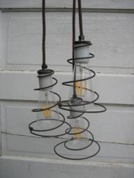 Vintage Bed Spring 3 Light Chandelier - thumbnail 1