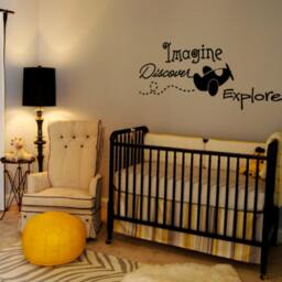 Imagine Discover Explore With Flying Plane Vinyl Wall Sticker Decal Perfect For Above Bed, Crib, in A Playroom, Toy Room, Boy Nursery #qi - thumbnail 2