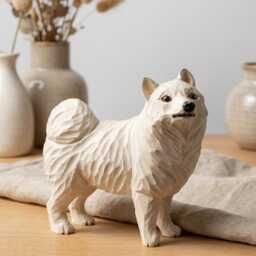 Handcarved White Spitz Dog Figurine Wooden Puppy Statue Rustic Shelf Decor Pet Memorial Gift Carved Samoyed Sculpture Lover Present - thumbnail 4