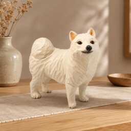 Handcarved White Spitz Dog Figurine Wooden Puppy Statue Rustic Shelf Decor Pet Memorial Gift Carved Samoyed Sculpture Lover Present - thumbnail 1
