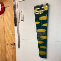 70cm Long Narrow Dark Green & Gold Abstract Resin Wall Clock, Modern Unusual Home Decor - thumbnail 2
