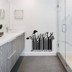 Barcode Birds Vinyl Wall Art, Decal, Sticker, Transfer, Mural, Decor, Rent Friendly, Interior, Exterior, Full Removable, - 0270 - thumbnail 1