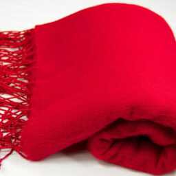Hand-Loomed Yak Wool Blend Blanket Large Travel Shawl Red Meditation Wrap - thumbnail 3